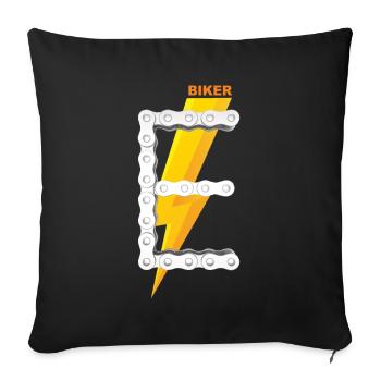 E-Biker Shirt Gift Icon Logo - Sofa pillowcase 17,3'' x 17,3'' (45 x 45 cm) - black - Front