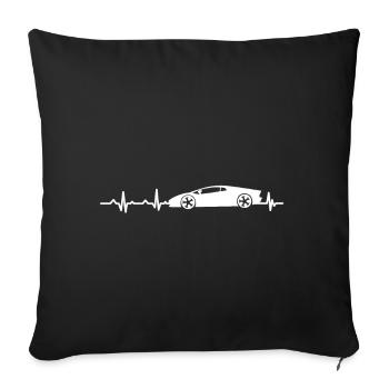 Herzschlag - Heartbeat / Sportwagen - Car - Sofakissenbezug 45 x 45 cm - Schwarz - Vorne
