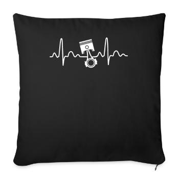 Heartbeat, piston, engine, horsepower - Sofa pillowcase 17,3'' x 17,3'' (45 x 45 cm) - black - Front