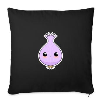 Motif mignon d’autocollants violets en forme d’oignon - Housse de coussin décorative 45 x 45 cm - noir - Devant