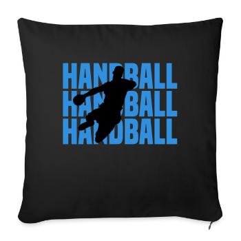Handball Silhouette Neon Blau - Sofakissenbezug 45 x 45 cm - Schwarz - Vorne