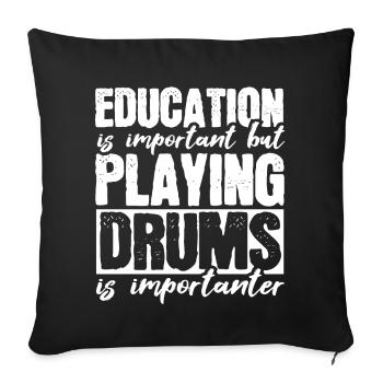 Schlagzeug Schlagzeuger - Sofakissenbezug 45 x 45 cm - Schwarz - Vorne