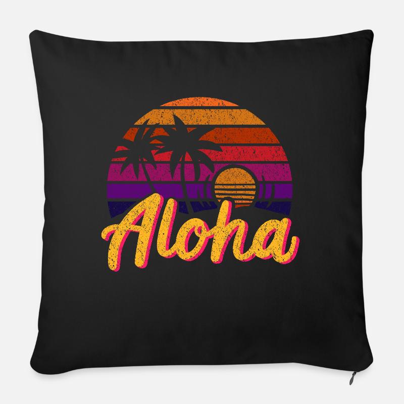 Aloha Retro - Sofakissenbezug 45 x 45 cm - Schwarz