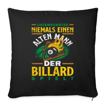 Billard Alter Mann - Sofakissenbezug 45 x 45 cm - Schwarz - Vorne