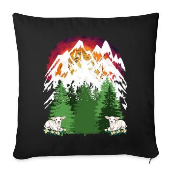 Sheep Goats Alpine Pasture Mountains Alps Holiday Tannen Alm - Sofa pillowcase 17,3'' x 17,3'' (45 x 45 cm) - black - Front