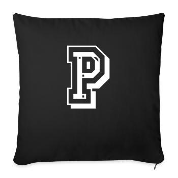 Letter P in college font from University Uni USA - Sofa pillowcase 17,3'' x 17,3'' (45 x 45 cm) - black - Front