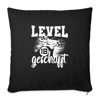 18e anniversaire du joueur niveau 18 - Housse de coussin décorative 45 x 45 cm - noir - Devant