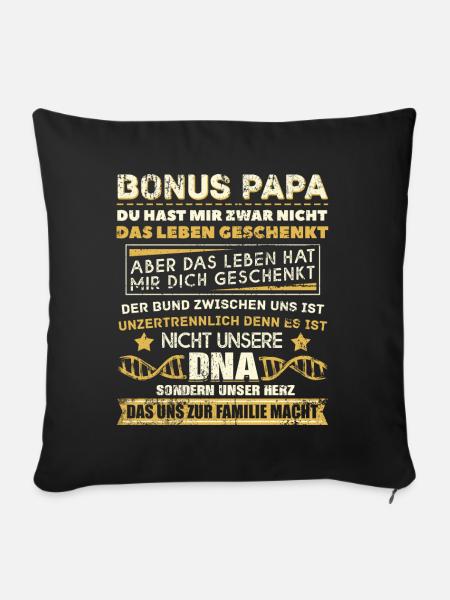 Bonuspapa Spruch Unzertrennlich Familie Bonusvater - Sofakissenbezug 45 x 45 cm - Schwarz