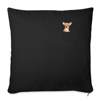 Cute Chihuahua Dog In Pocket Funny Chihuahua - Sofa pillowcase 17,3'' x 17,3'' (45 x 45 cm) - black - Front