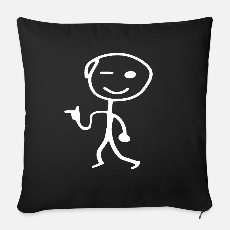 Hipster Strichmännchen - Sofakissenbezug 45 x 45 cm - Schwarz