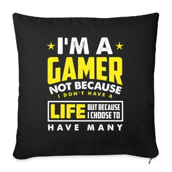 Cadeau de jeu d'ordinateur de jeu de joueur - Housse de coussin décorative 45 x 45 cm - noir - Devant