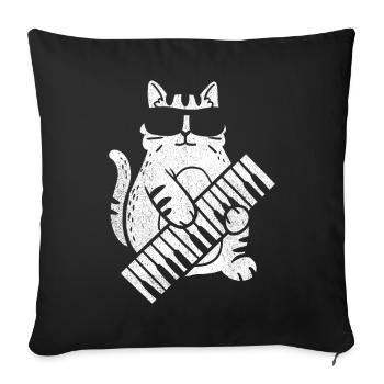 Piano Chat Piano Piano - Housse de coussin décorative 45 x 45 cm - noir - Devant