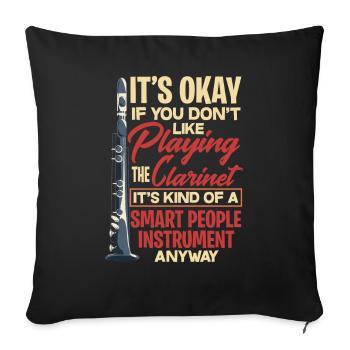 Instrument de musique clarinette - Housse de coussin décorative 45 x 45 cm - noir - Devant