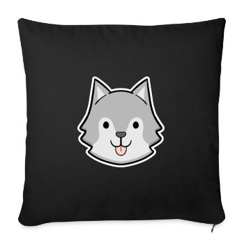 Autocollant tête husky heureuse - Housse de coussin décorative 45 x 45 cm - noir - Devant
