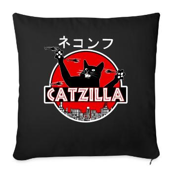 Catzilla Chat - Housse de coussin décorative 45 x 45 cm - noir - Devant