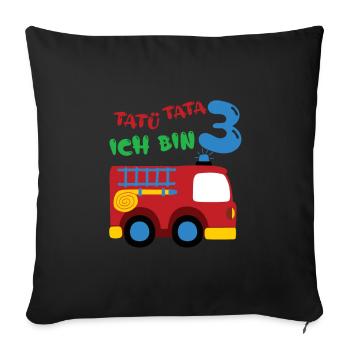 Feuerwehrauto Drei Geburtstag - Sofakissenbezug 45 x 45 cm - Schwarz - Vorne