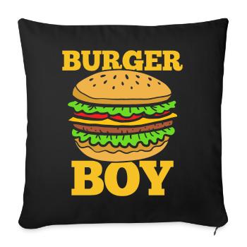 Burger Boy – Funny Fast Food Design - Sofa pillowcase 17,3'' x 17,3'' (45 x 45 cm) - black - Front