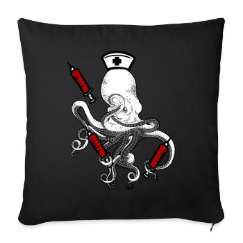 Nurse Care Octopus Arms Syringes Bloody - Sofa pillowcase 17,3'' x 17,3'' (45 x 45 cm) - black - Front