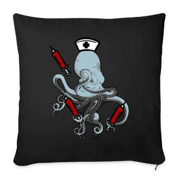 Krankenschwester Krake Horror Spritze Phobie Arzt - Sofakissenbezug 45 x 45 cm - Schwarz - Vorne