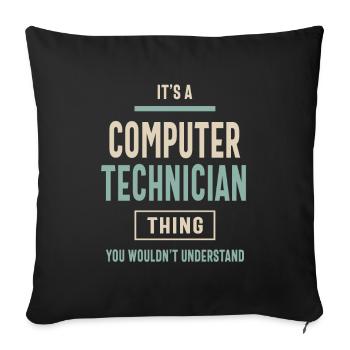 Titre du poste de technicien en informatique hommes femmes cadeau - Housse de coussin décorative 45 x 45 cm - noir - Devant