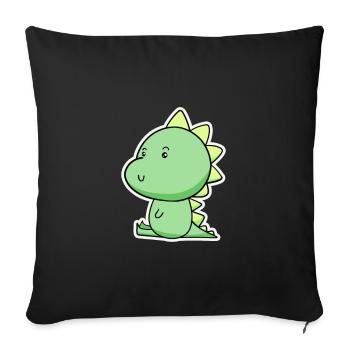 Dino Cartoon Vert Joyeux - Housse de coussin décorative 45 x 45 cm - noir - Devant
