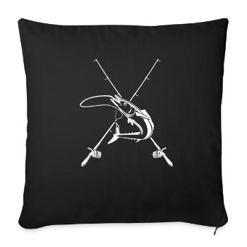 pêche - Housse de coussin décorative 45 x 45 cm - noir - Devant