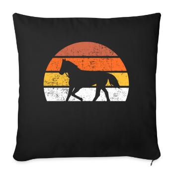 Pferd Retro - Sofakissenbezug 45 x 45 cm - Schwarz - Vorne