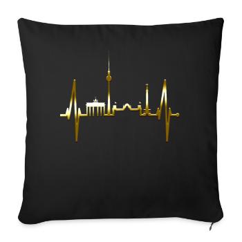 Berlin Skyline Coup de cœur Gold Love Berliner - Housse de coussin décorative 45 x 45 cm - noir - Devant