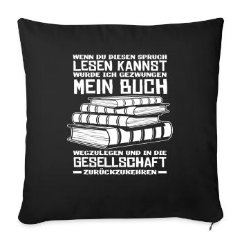 Bücher Lesen Gesellschaft - Sofakissenbezug 45 x 45 cm - Schwarz - Vorne