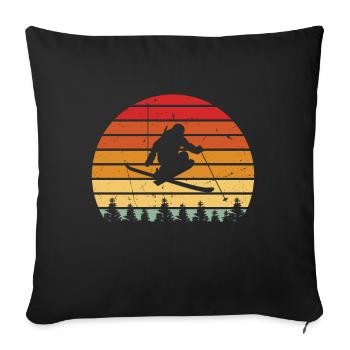 Vintage skis, retro style, freestyle skis, sports - Sofa pillowcase 17,3'' x 17,3'' (45 x 45 cm) - black - Front