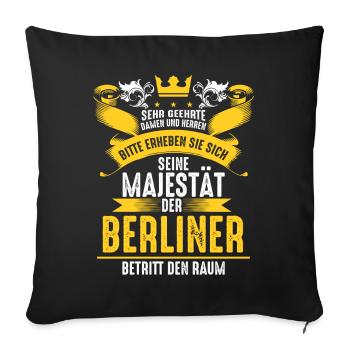 Berliner Hauptstadt Berlin lustiges Sprüche Motiv - Sofakissenbezug 45 x 45 cm - Schwarz - Vorne