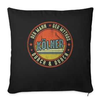 Kölner Mann Mythos Retro Geschenk - Sofakissenbezug 45 x 45 cm - Schwarz - Vorne