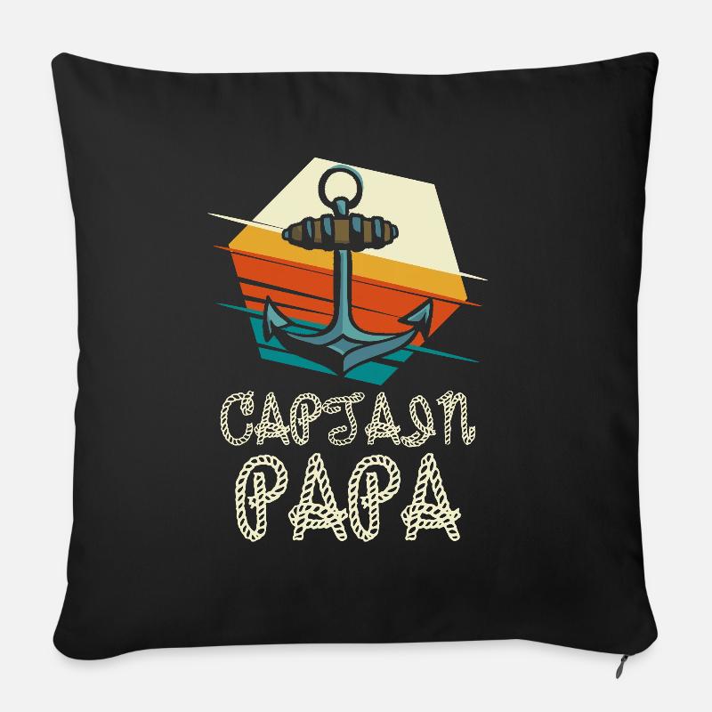 Captain Papa Segeln Vatertag Geschenk - Sofakissenbezug 45 x 45 cm - Schwarz