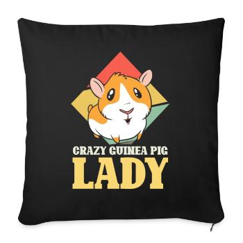 Crazy guinea pig lady - rodent rodent - Sofa pillowcase 17,3'' x 17,3'' (45 x 45 cm) - black - Front