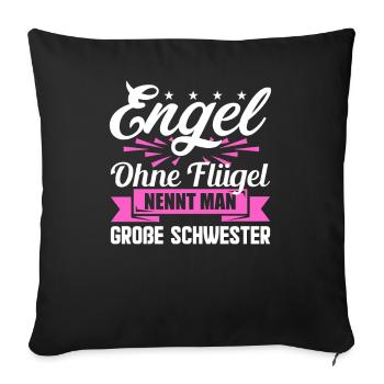 Schwester Geschwister Geschenkidee - Sofakissenbezug 45 x 45 cm - Schwarz - Vorne
