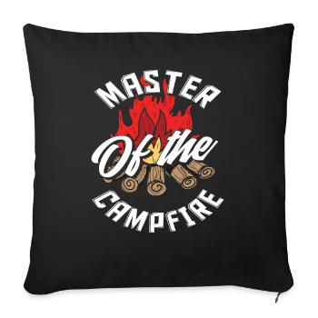 Camper Feuer Abenteur Camping Geschenk - Sofakissenbezug 45 x 45 cm - Schwarz - Vorne