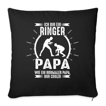 Lustiges Ringer Papa Ringen Sprüche Geschenk - Sofakissenbezug 45 x 45 cm - Schwarz - Vorne