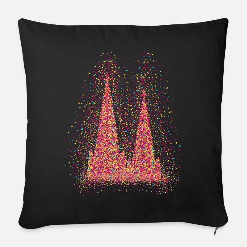 Kölner Dom Konfetti Im Herzen Karneval Herz Köln - Sofakissenbezug 45 x 45 cm - Schwarz