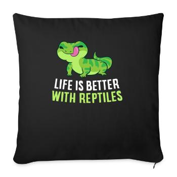 Life Is Better With Reptiles Cute Lizards Reptiles - Sofa pillowcase 17,3'' x 17,3'' (45 x 45 cm) - black - Front