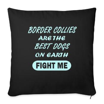 Border collie fille femmes chiot maître - Housse de coussin décorative 45 x 45 cm - noir - Devant