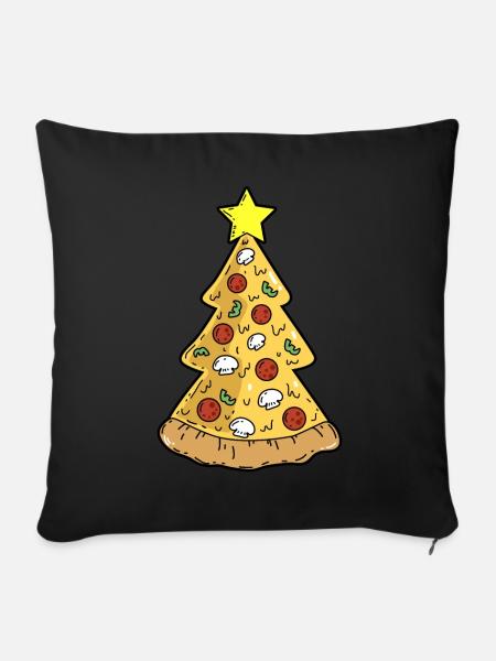 Pizza Weihnachtsbaum Weihnachten Winter - Sofakissenbezug 45 x 45 cm - Schwarz