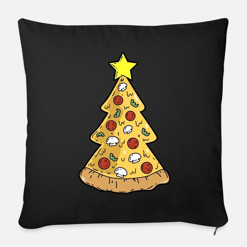 Pizza Weihnachtsbaum Weihnachten Winter - Sofakissenbezug 45 x 45 cm - Schwarz