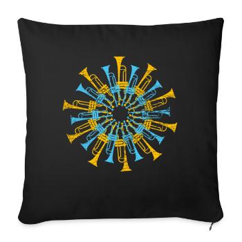 Trompette - Housse de coussin décorative 45 x 45 cm - noir - Devant
