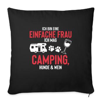 Simply Woman aime les chiens de camping Wine Campers - Housse de coussin décorative 45 x 45 cm - noir - Devant