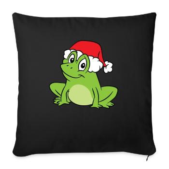 Grenouille avec chapeau de Noël Grenouille douce - Housse de coussin décorative 45 x 45 cm - noir - Devant