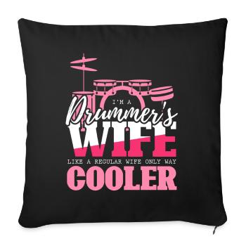 Drummers Wife - Drummer Gift - Sofa pillowcase 17,3'' x 17,3'' (45 x 45 cm) - black - Front