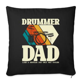 Papa batteur - Fête des pères batteur - Housse de coussin décorative 45 x 45 cm - noir - Devant