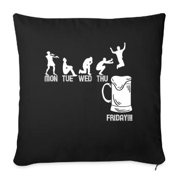 Motif de la bière avec les jours de la semaine - cadeau - Housse de coussin décorative 45 x 45 cm - noir - Devant