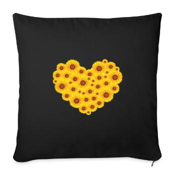 Sunflower heart for flower lovers - Sofa pillowcase 17,3'' x 17,3'' (45 x 45 cm) - black - Front