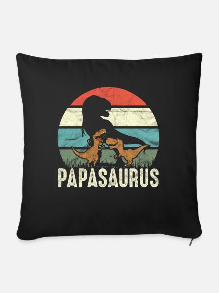 Witziges Papa Papasaurus Dino Dinosaurier Geschenk - Sofakissenbezug 45 x 45 cm - Schwarz